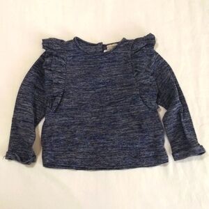 zara navy blue marl knit ruffle long sleeve top 18-24 months baby toddler girls
